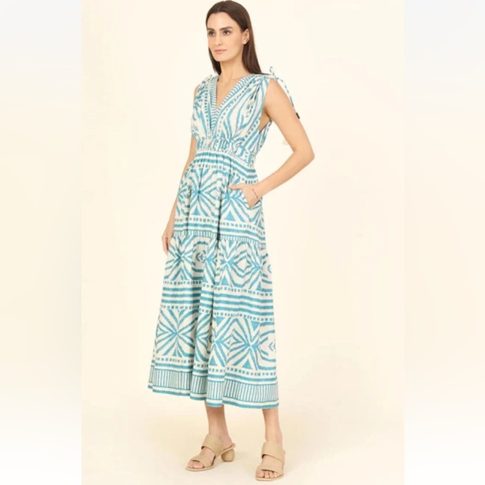 Omika Rosalita Midi Dress In Jolie Lagoon Sz Medium